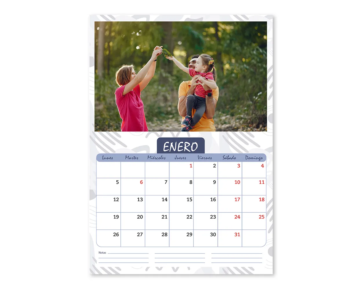 Calendario Mensual Azul