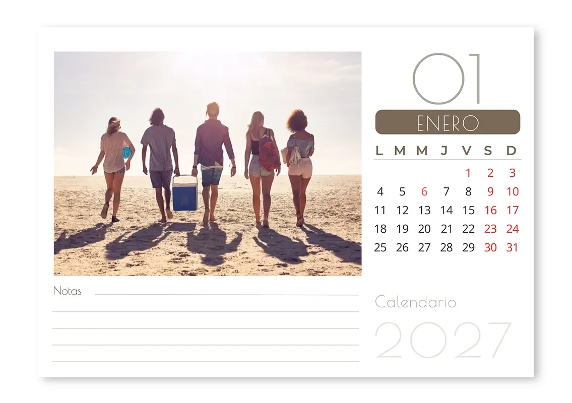 Calendario Sobremesa Beige