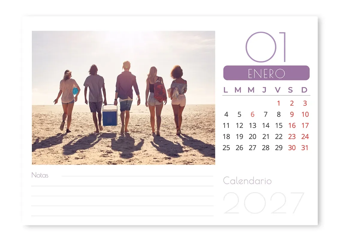 Calendario Sobremesa Morado