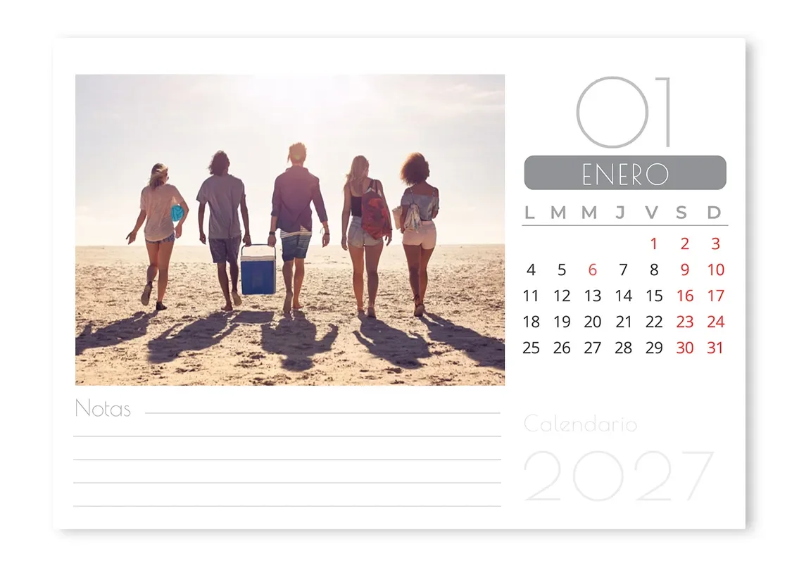 Calendario Sobremesa Gris